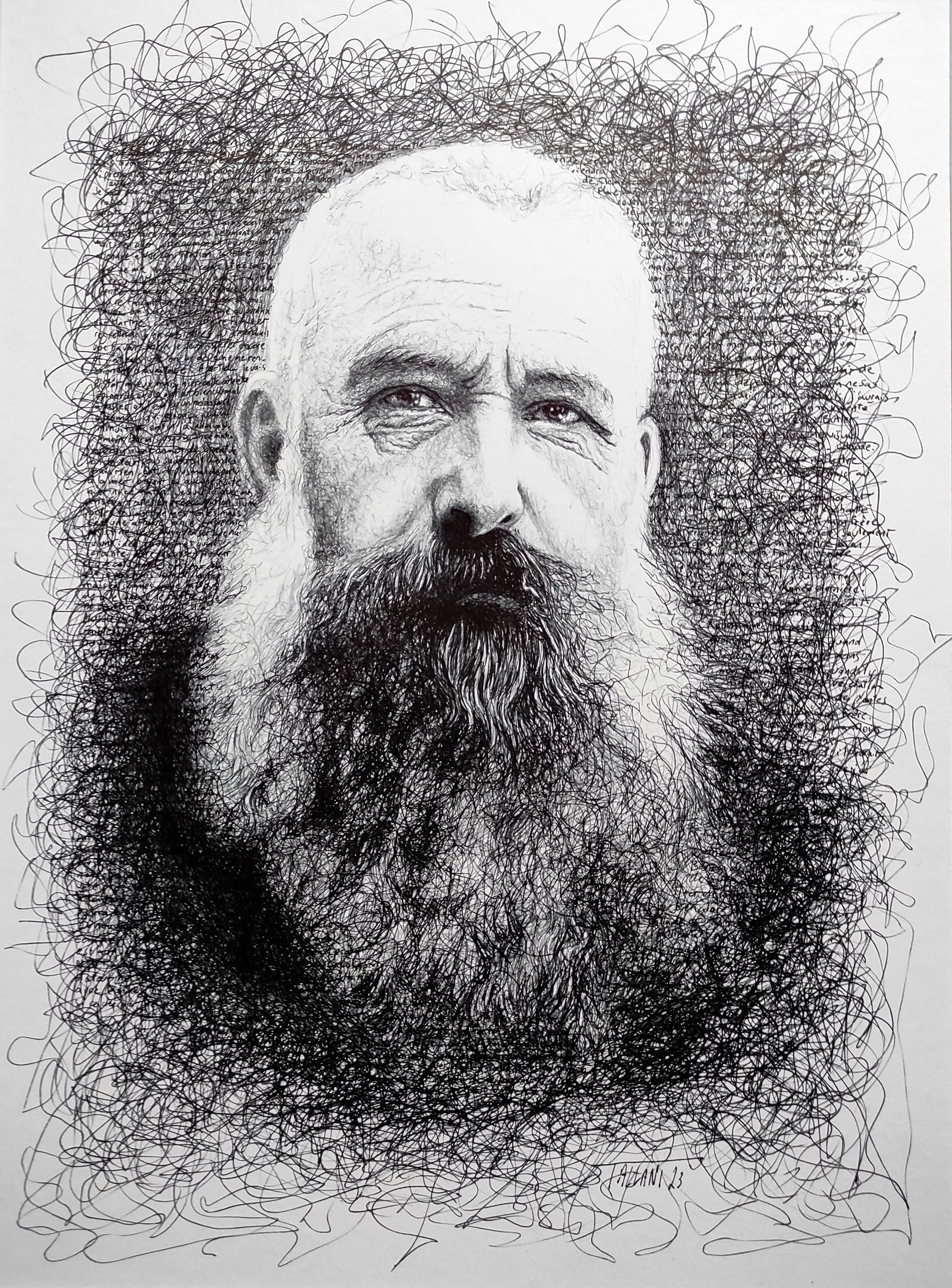 Claude Monet. bic sur papier. série un trait d'art..jpg
